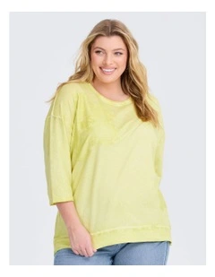 Cotton Flower Applique Sweatshirt Lemonade