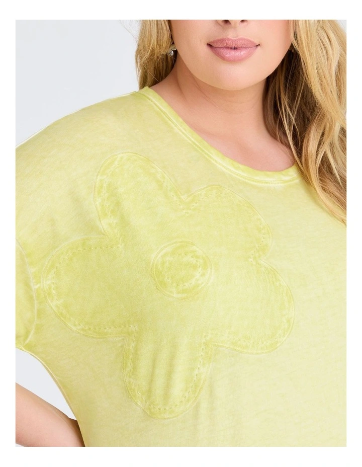 Cotton Flower Applique Sweatshirt Lemonade image 3