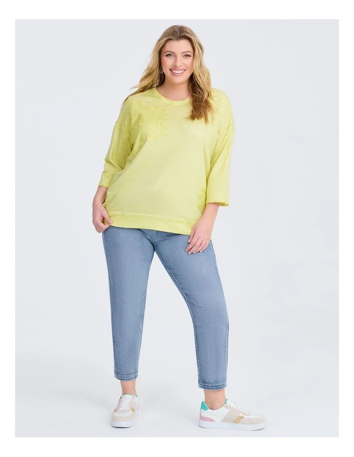 Cotton Flower Applique Sweatshirt Lemonade image 4