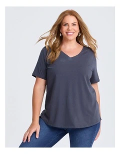 Organic Cotton V-neck T-shirt Storm Grey