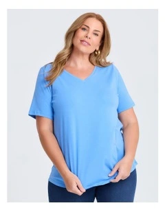 Organic Cotton V-neck T-shirt in Blue