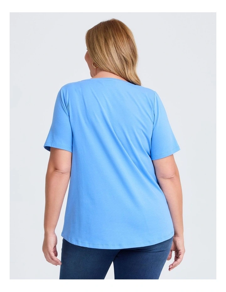 Organic Cotton V-neck T-shirt in Blue image 2