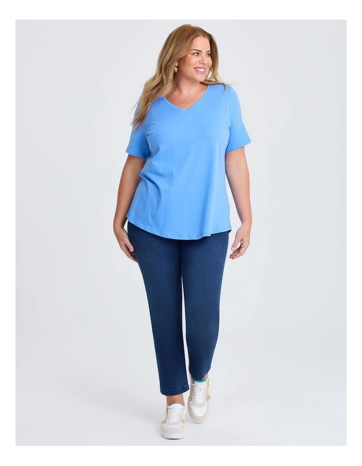 Organic Cotton V-neck T-shirt in Blue image 3