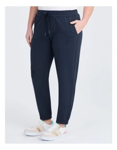Cotton Flower Applique Trackpant Blue Indigo