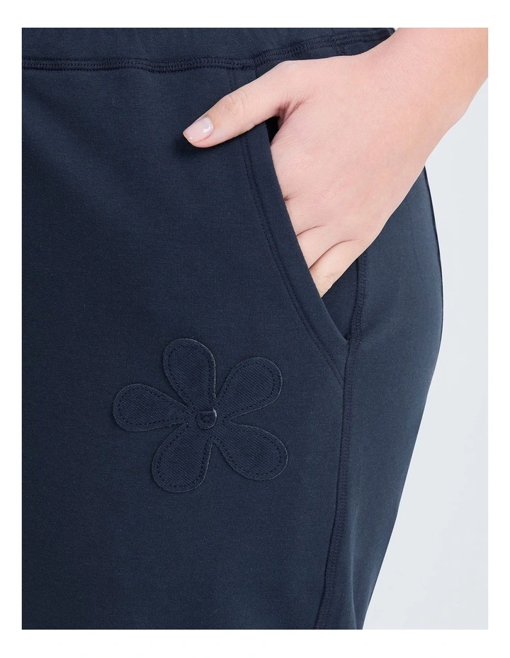 Cotton Flower Applique Trackpant Blue Indigo image 3