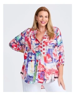 Aura Shirring Natural Tunic Print