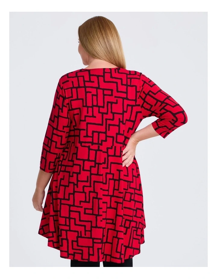 Swing Longline Natural Tunic Red Print image 2