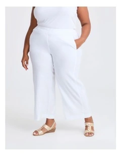 Petite Stretch Linen Bea Wide Pant White