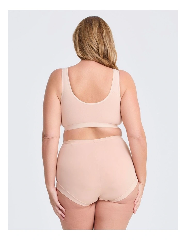 Cotton Front Opening Zip Bra in Almond image 2