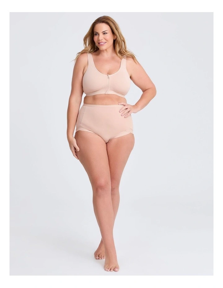 Cotton Front Opening Zip Bra in Almond image 3