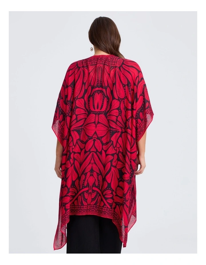 Abstract Cape Kimono in Red/Black image 2