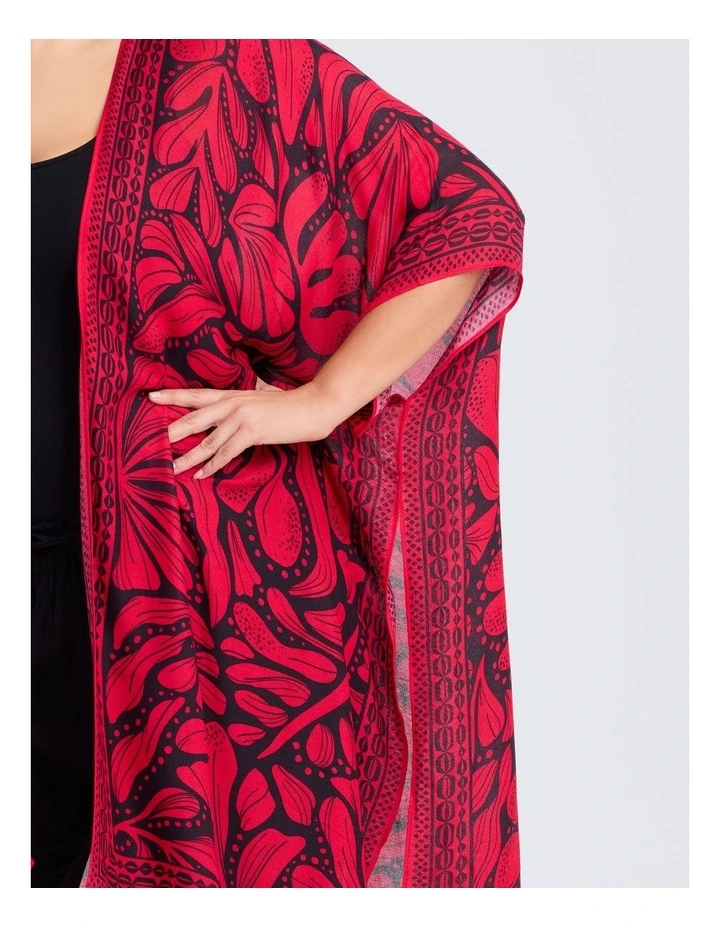 Abstract Cape Kimono in Red/Black image 3