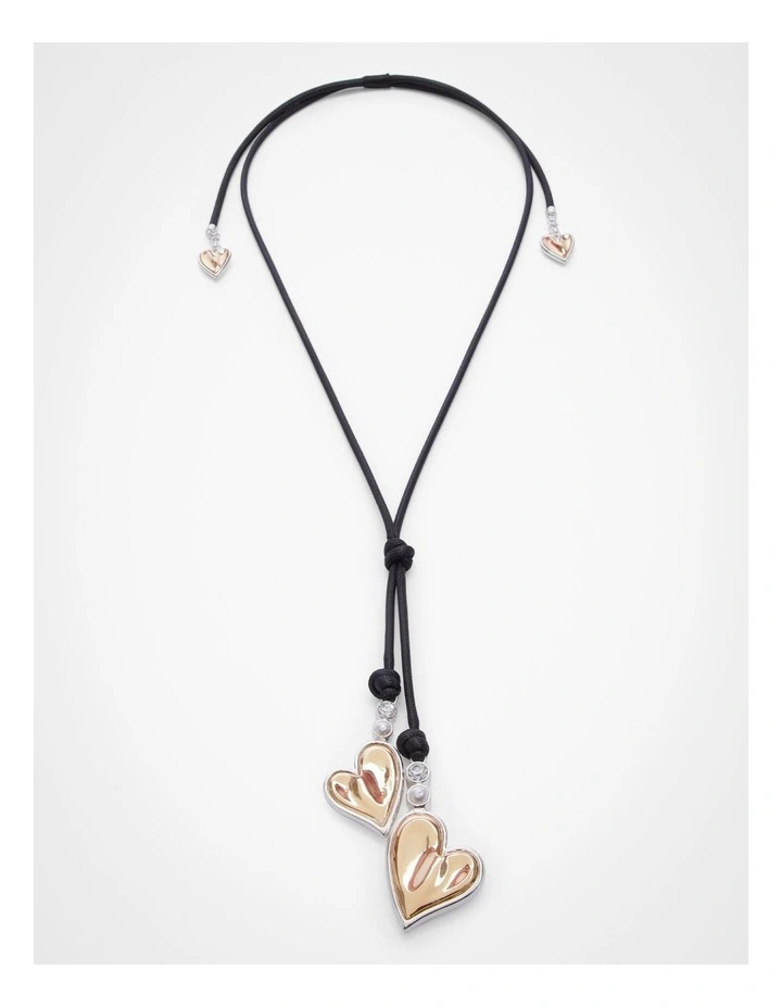Reversible Heart Rope Necklace in Multi image 1