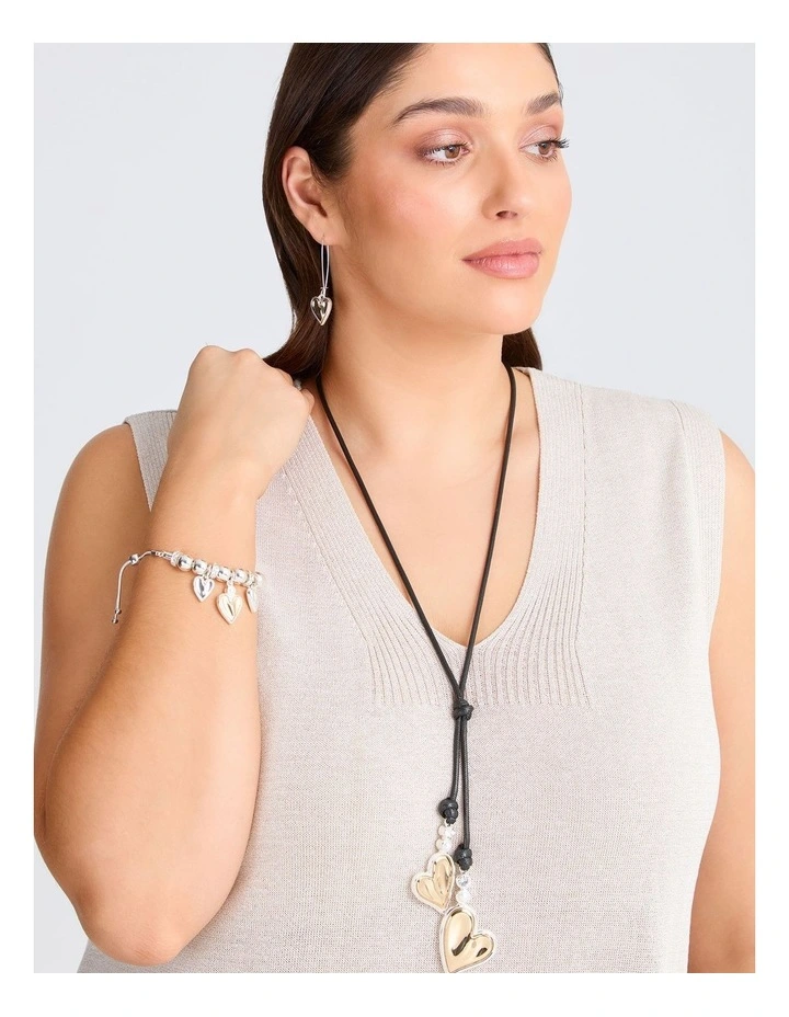 Reversible Heart Rope Necklace in Multi image 2