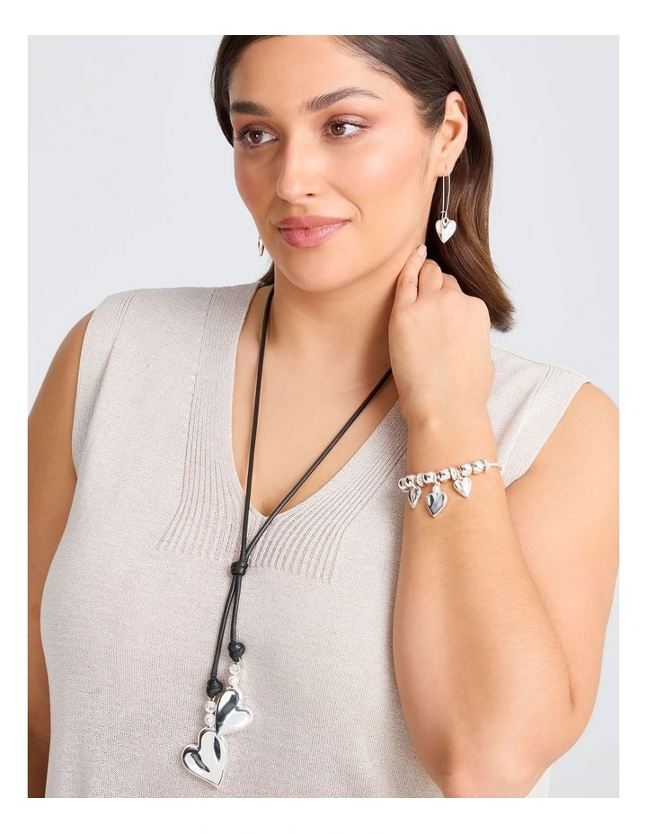 Reversible Heart Rope Necklace in Multi image 3