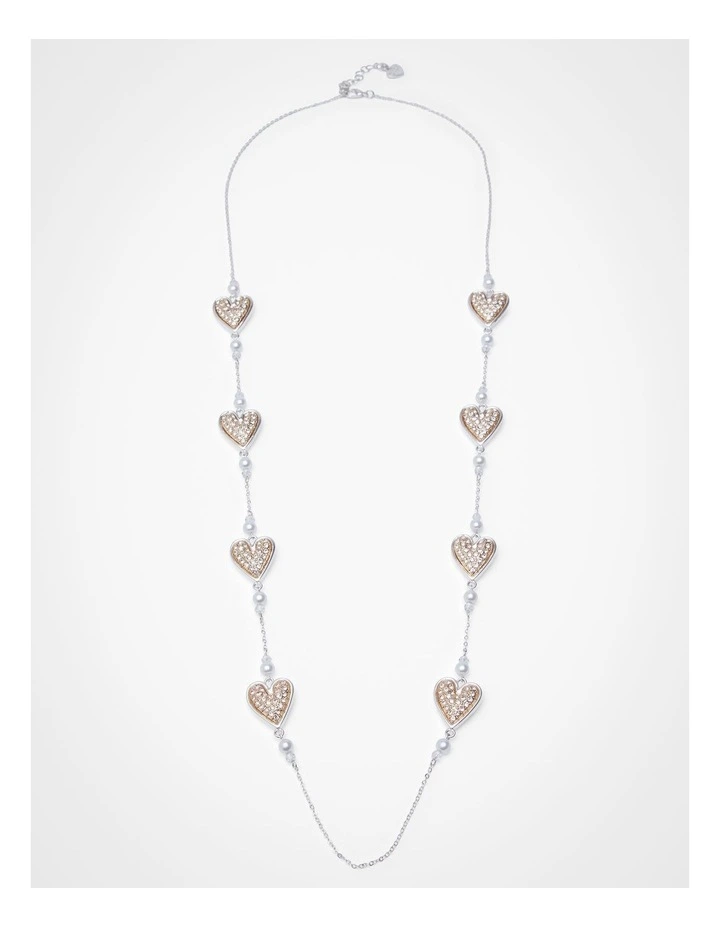 Reversible Heart Diamante Necklace in Multi image 1
