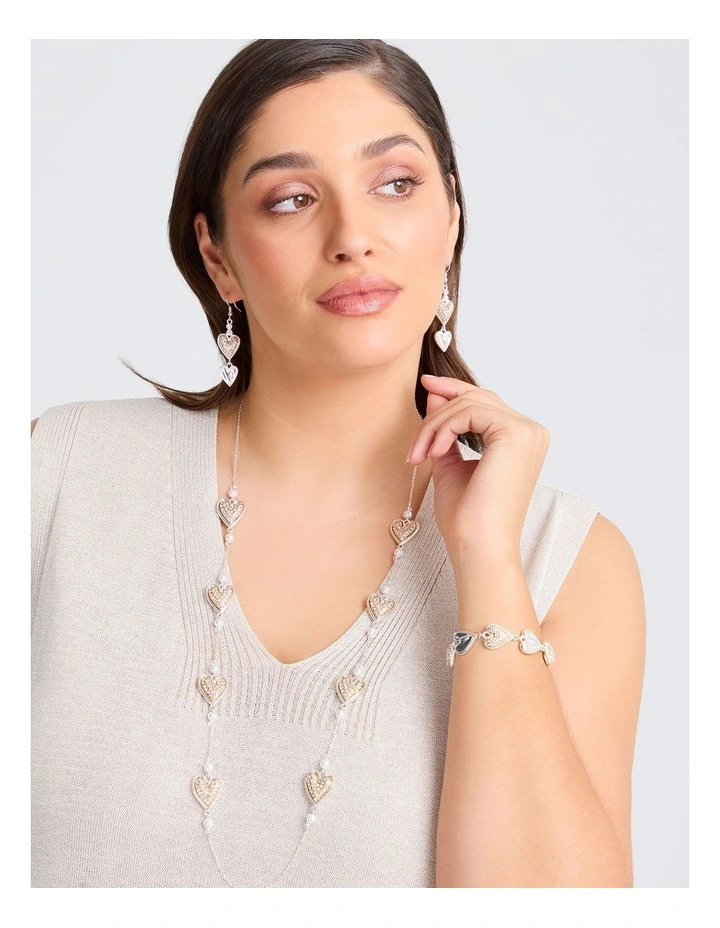 Reversible Heart Diamante Necklace in Multi image 2