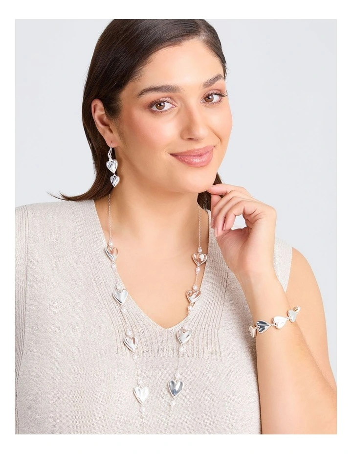 Reversible Heart Diamante Necklace in Multi image 3