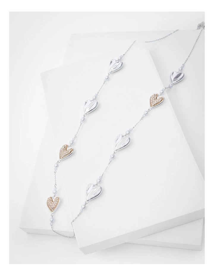 Reversible Heart Diamante Necklace in Multi image 4