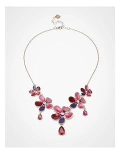 Enamel Flower Statement Necklace in Multi