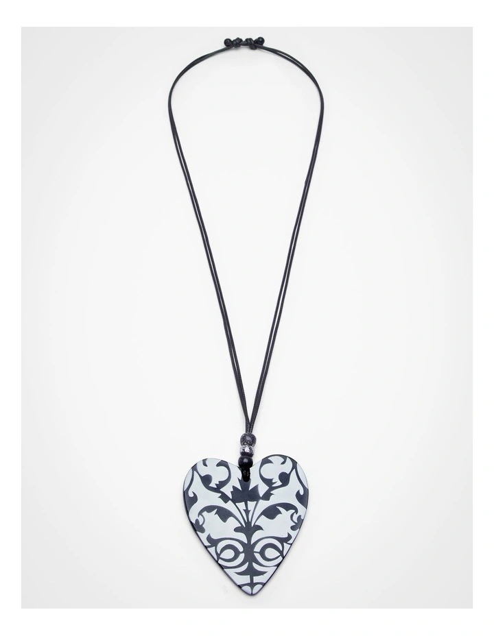 Etched Heart Necklace in Multi image 1