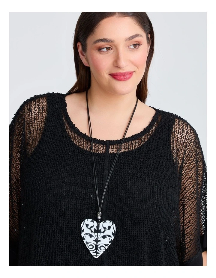 Etched Heart Necklace in Multi image 2