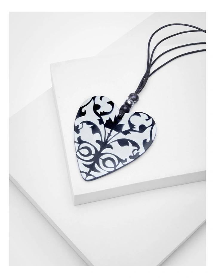 Etched Heart Necklace in Multi image 3