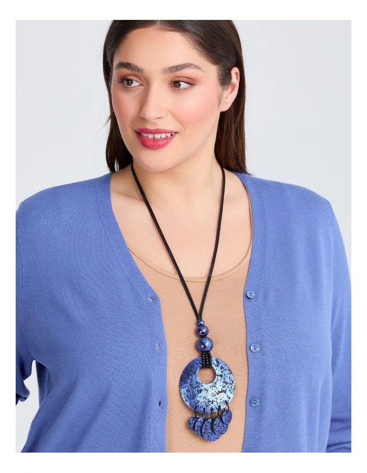 Metallic Foil Disc Necklace in Cobalt image 2