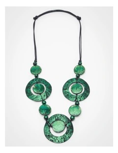 Circle Statement Necklace in Green