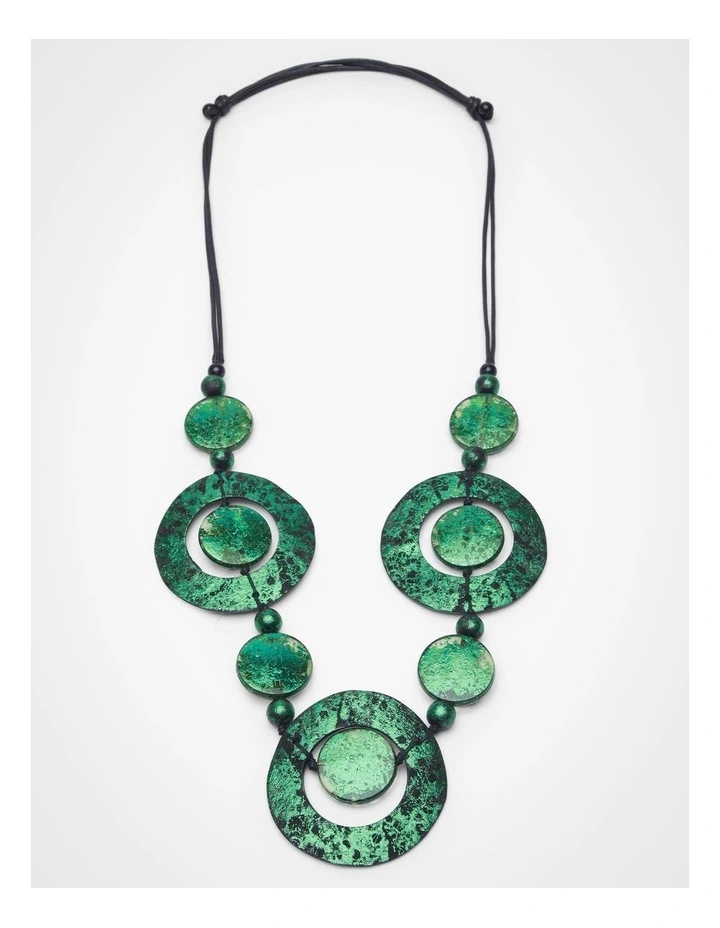 Circle Statement Necklace in Green image 1