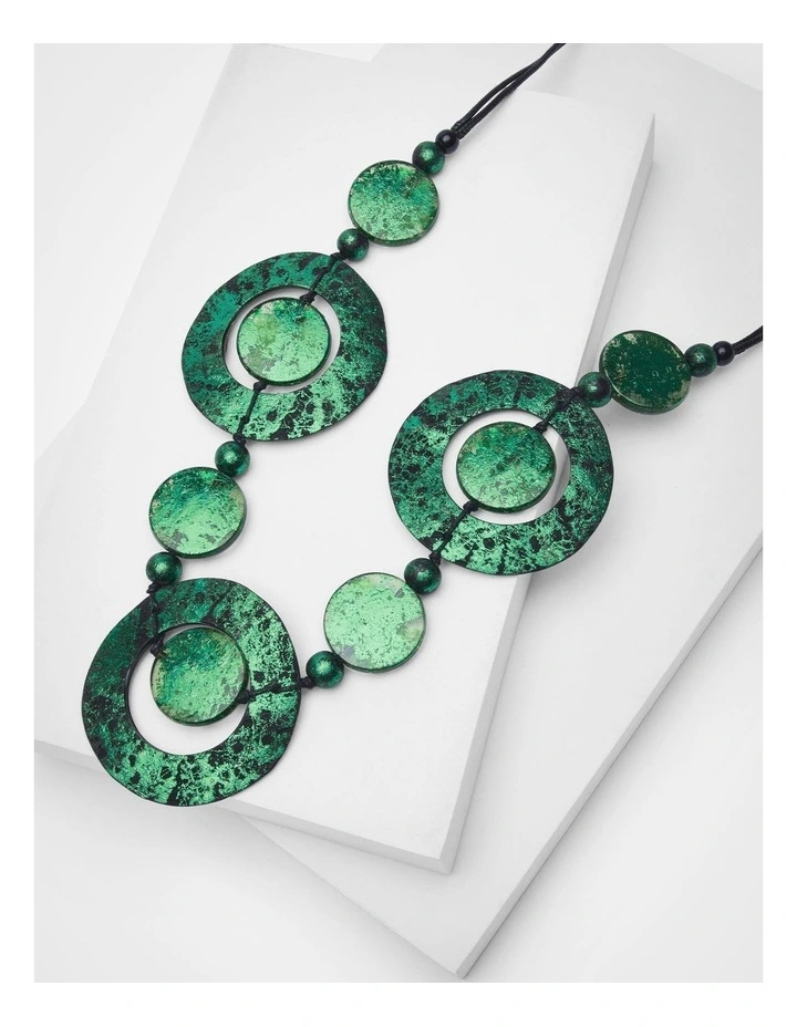 Circle Statement Necklace in Green image 3