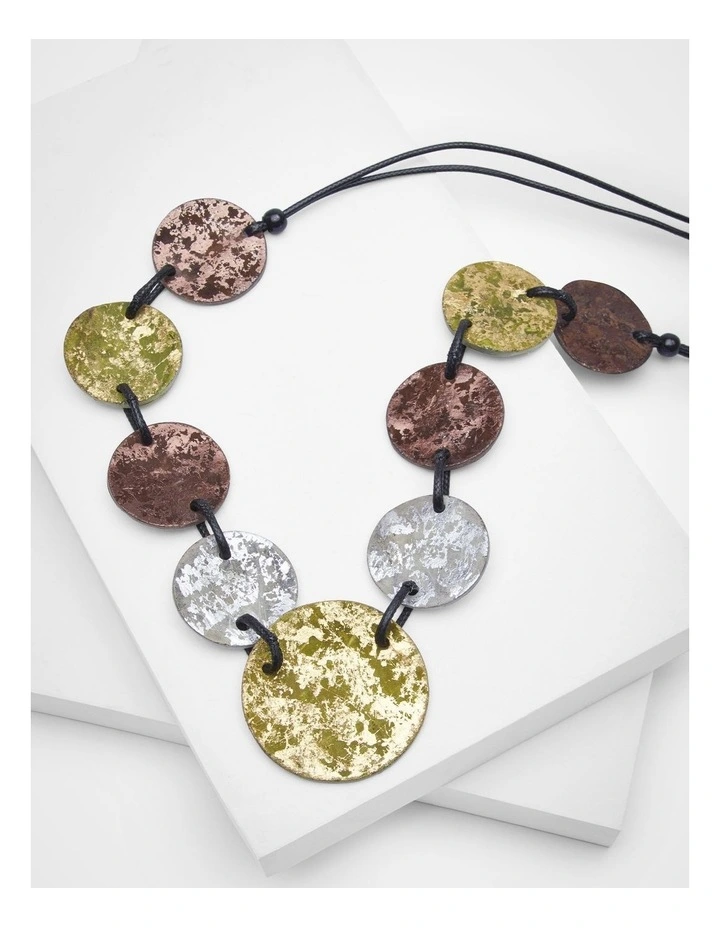 Metallic Statement Necklace in Multi image 3