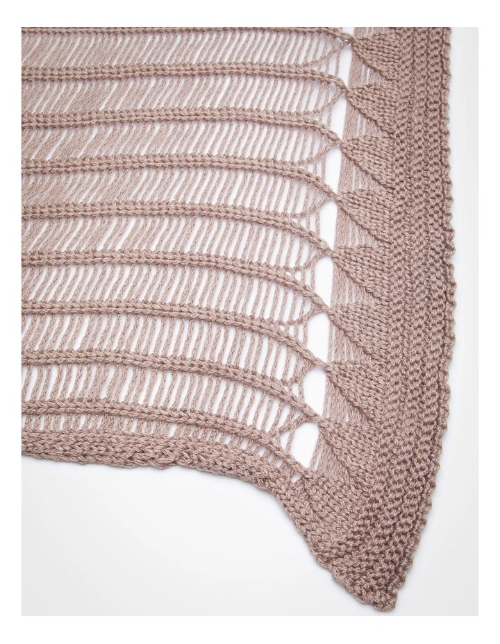 Open Knit Twist Front Poncho in Natural image 5