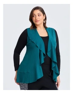 Pretty Frill Cascading Vest in Green