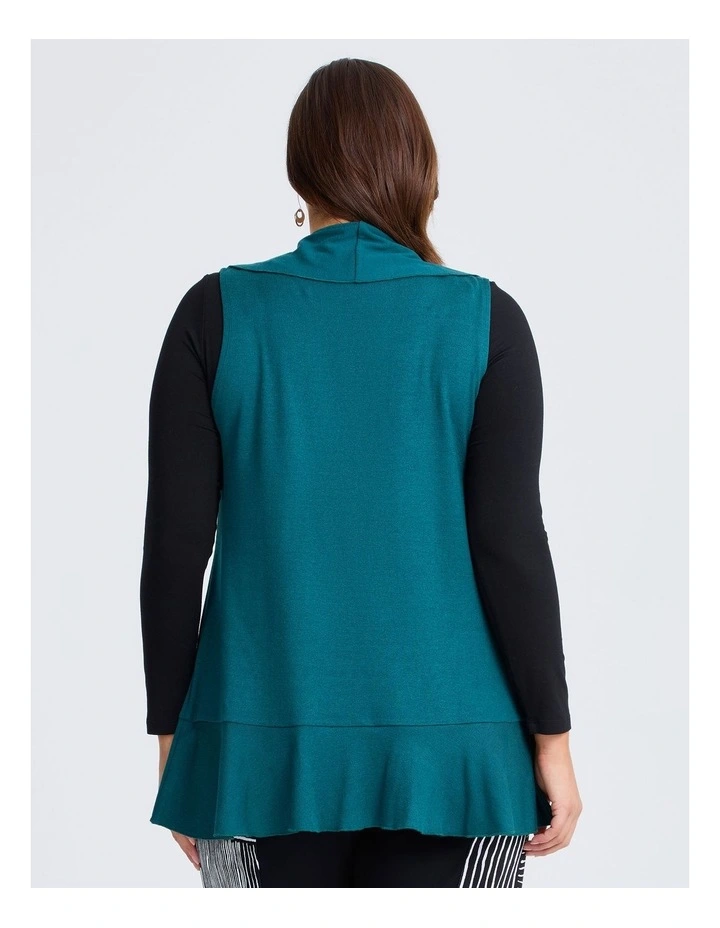 Pretty Frill Cascading Vest in Green image 2
