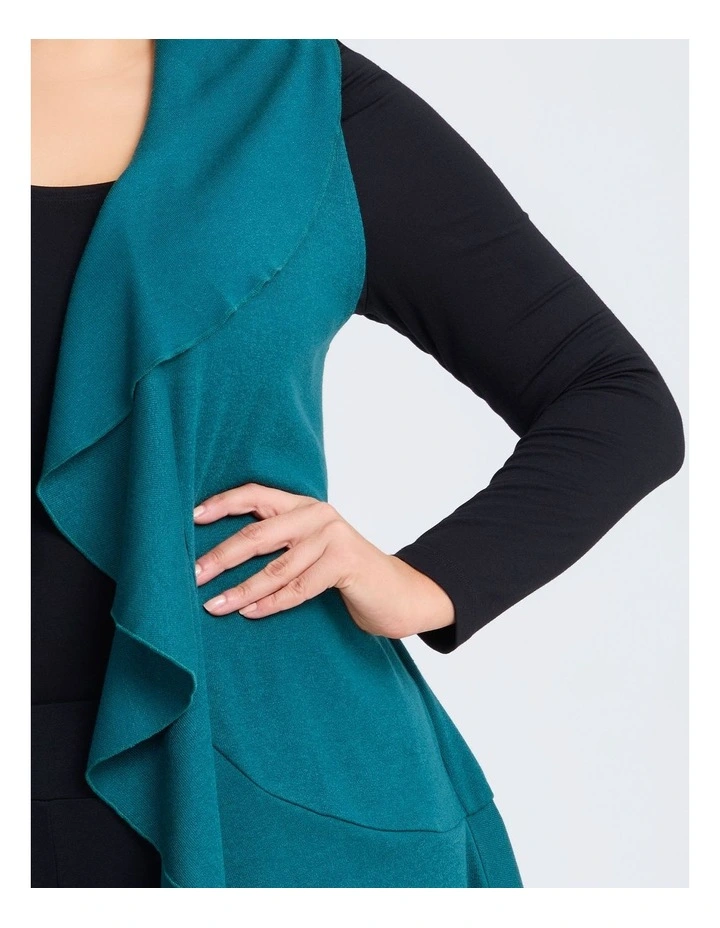 Pretty Frill Cascading Vest in Green image 3