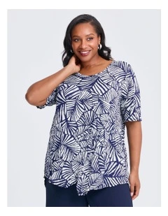 Georgie Asymmetric Top Navy Print