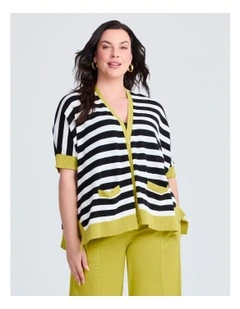 Stripe Oversized Cardigan Black/vanilla