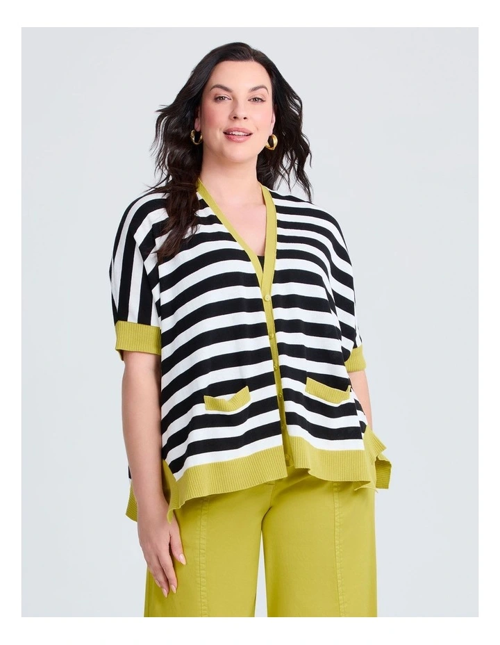 Stripe Oversized Cardigan Black/vanilla image 1