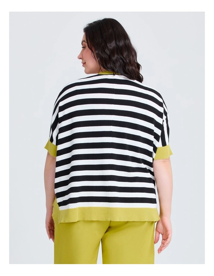 Stripe Oversized Cardigan Black/vanilla image 2