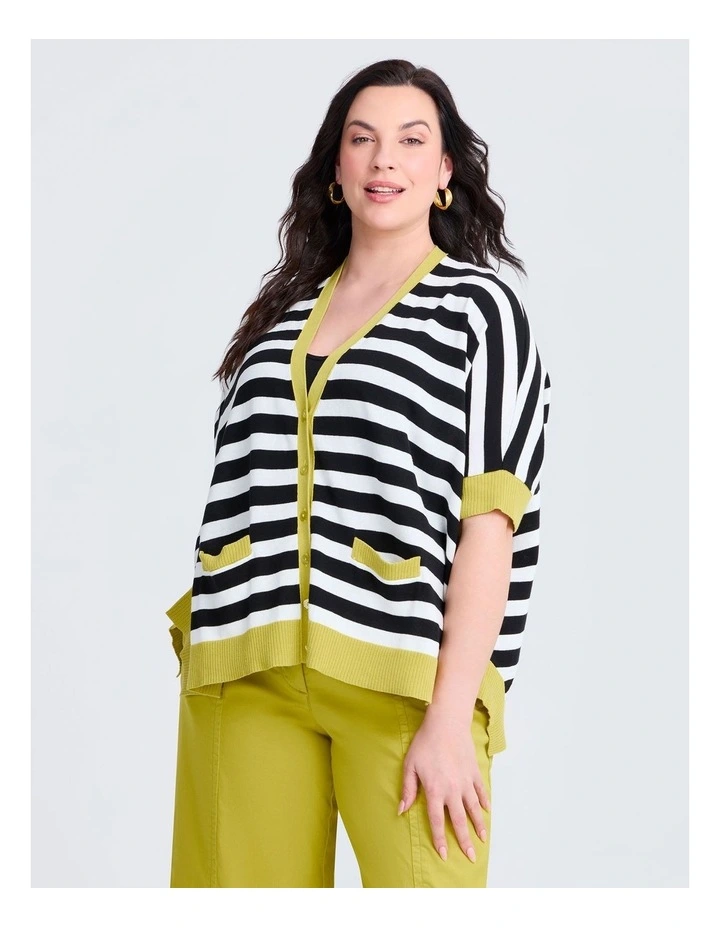 Stripe Oversized Cardigan Black/vanilla image 3