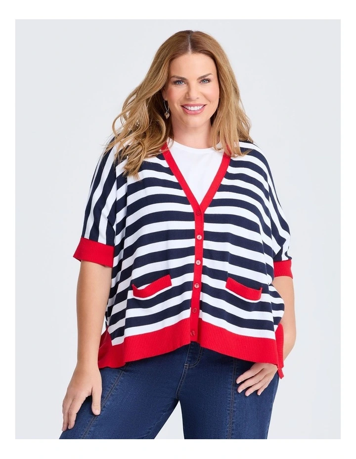 Stripe Oversized Cardigan in Multi image 1