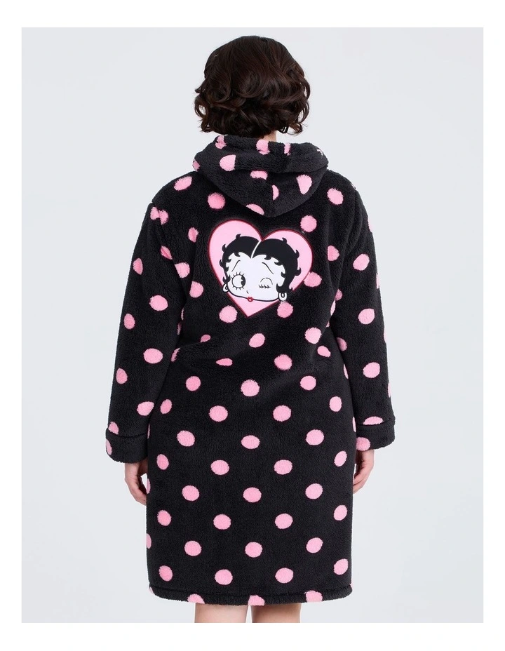 Betty Boop Dressing Gown in Black/pinkdot image 2