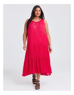 Pleated Enya Dress in Watermelon