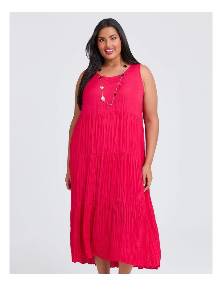 Pleated Enya Dress in Watermelon image 2