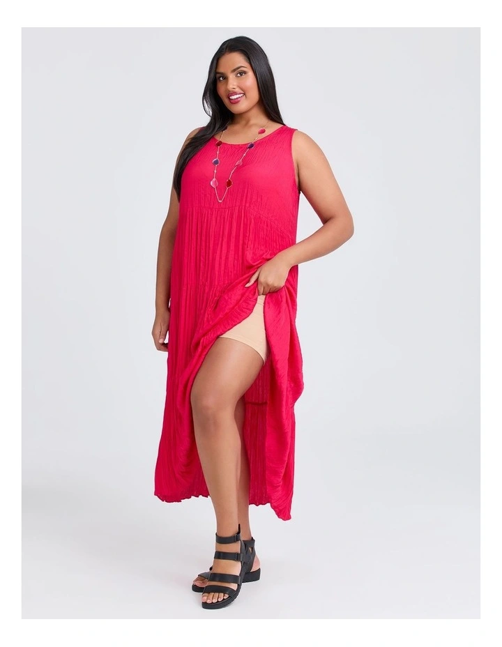 Pleated Enya Dress in Watermelon image 3