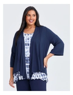 Transit Pintuck Bamboo Cardigan Dark Indigo