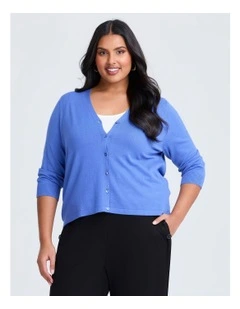 Ivy V-neck Natural Knit Cardigan in Bay Blue