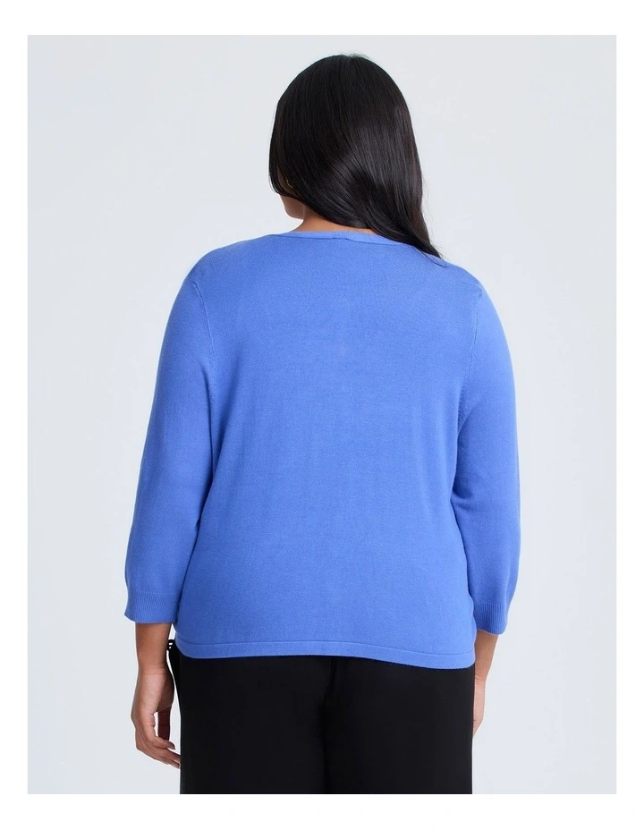 Ivy V-neck Natural Knit Cardigan in Bay Blue image 2