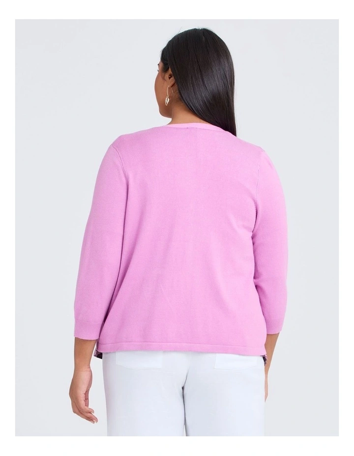 Ivy V-neck Natural Knit Cardigan in Bubblegum Pink image 2